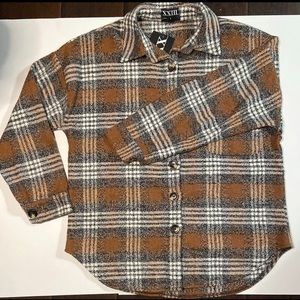 Warm Brown Collar Flannel Shirt